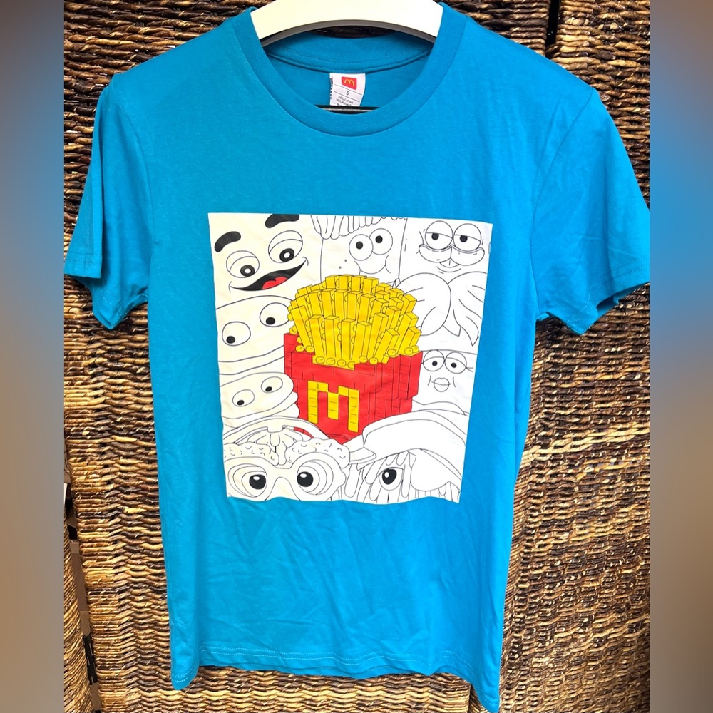 McDonalds- Blue Limited Graphic T-Shirt with Cartoon Design, Small